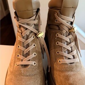 Gianvito Rossi Brown Suede Lace-Up Sneakers